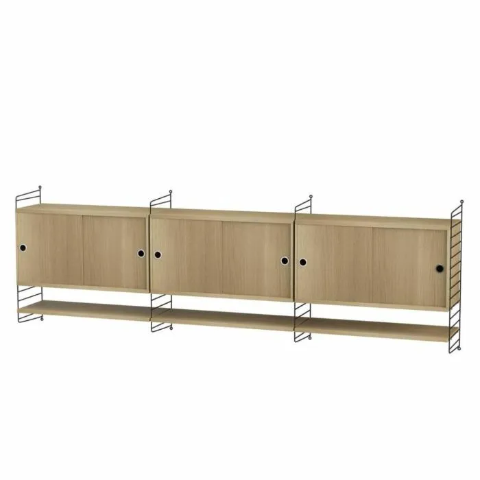 String dressoir large hangend met planken-Zwart-Eiken Premium