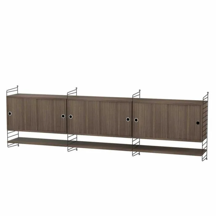 String dressoir large hangend met planken-Zwart-Walnoot Koop Vandaag