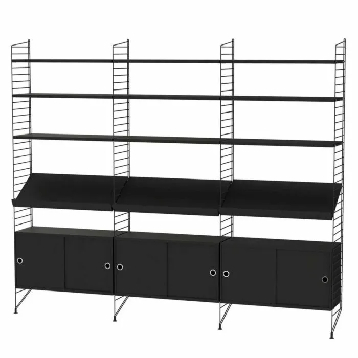 String opbergkast combinatie 1-Zwart-Zwart essen Actieprijs