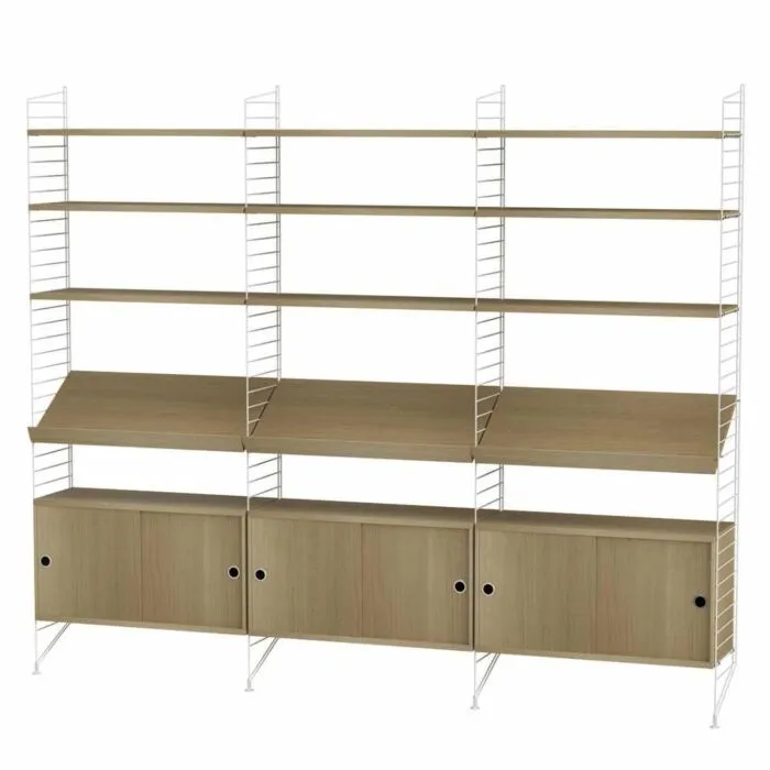 Actieprijs String opbergkast combinatie 1-Wit-Eiken