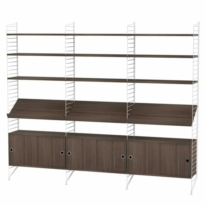 Superprijs String opbergkast combinatie 1-Wit-Walnoot