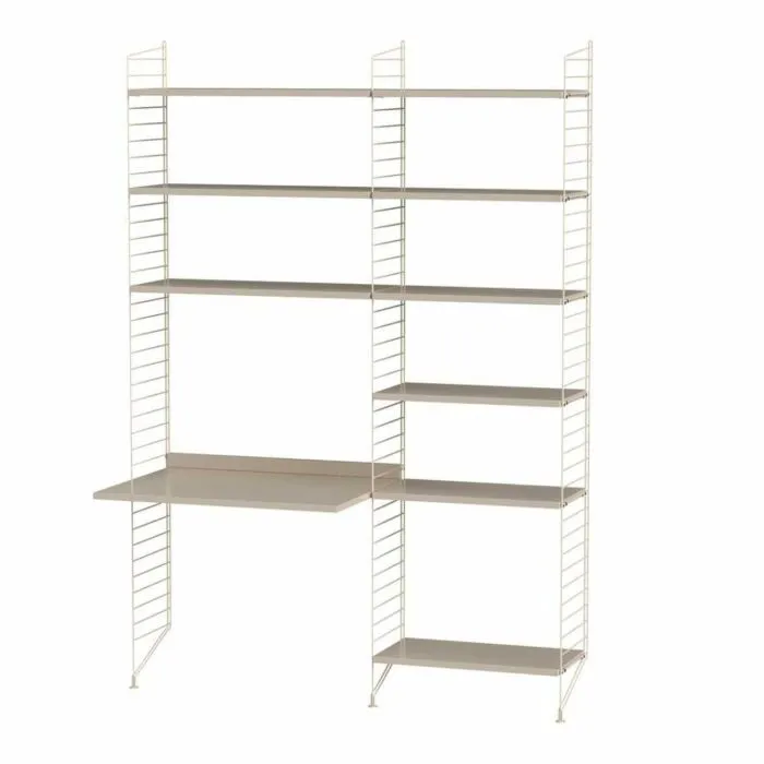 Nu Kopen String bureautafel met planken combinatie 2-Beige-Beige