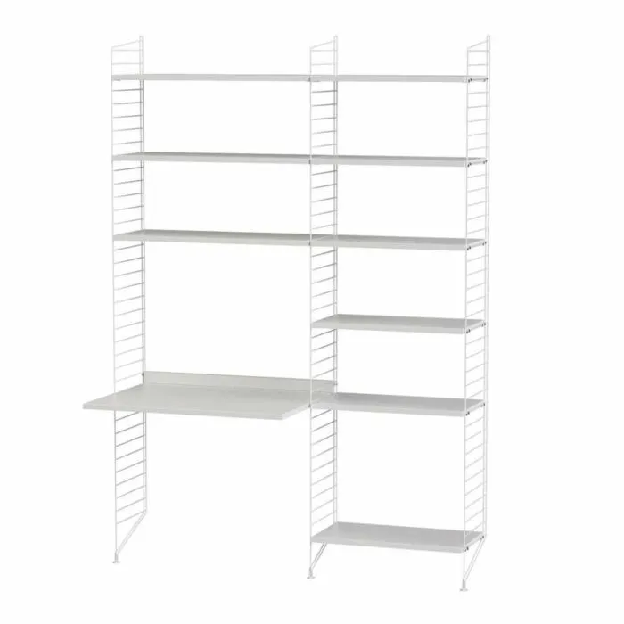 Alleen Vandaag String bureautafel met planken combinatie 2-Wit-Wit