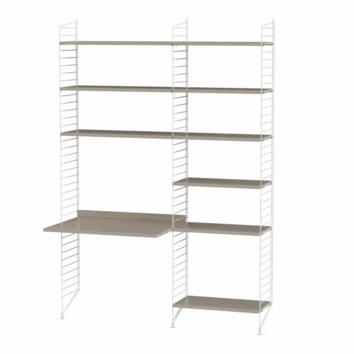 Express Levering String bureautafel met planken combinatie 2-Wit-Beige