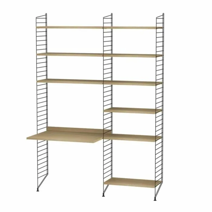 String bureautafel met planken combinatie 2-Zwart-Eiken Shop Nu