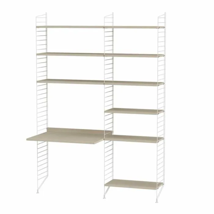 Superprijs String bureautafel met planken combinatie 2-Wit-Essen