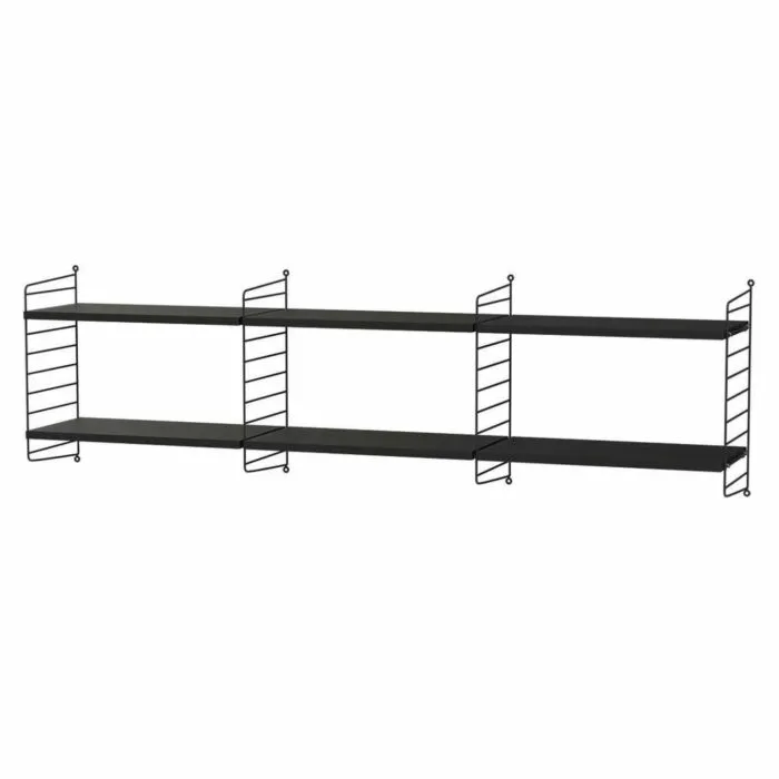 String dressoir hangend met planken-Zwart-Zwart essen Laatste Versie