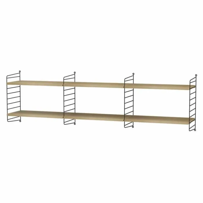 String dressoir hangend met planken-Zwart-Eiken Gratis Retour