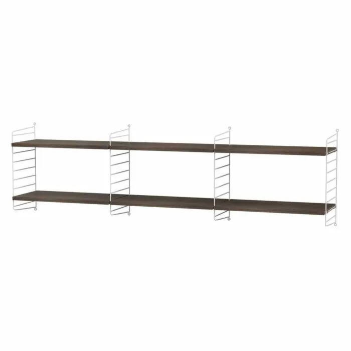 Lage Kosten String dressoir hangend met planken-Wit-Walnoot