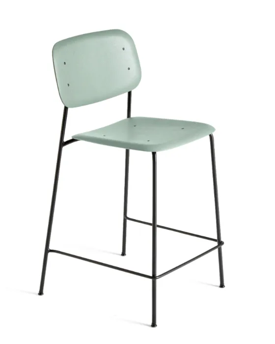 Flitsaanbieding HAY Soft Edge 90 barkruk zwart gepoedercoat frame-Dusty green-Laag