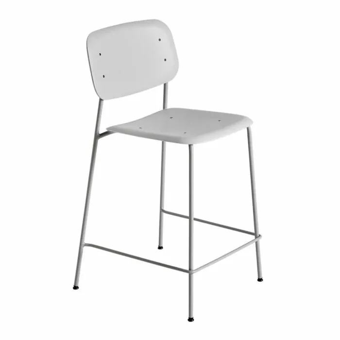 Favoriet HAY Soft Edge 95 barkruk gepoedercoat frame-Soft grey-Laag