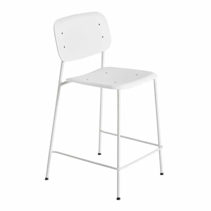 Gecertificeerd HAY Soft Edge 95 barkruk gepoedercoat frame-White-Laag