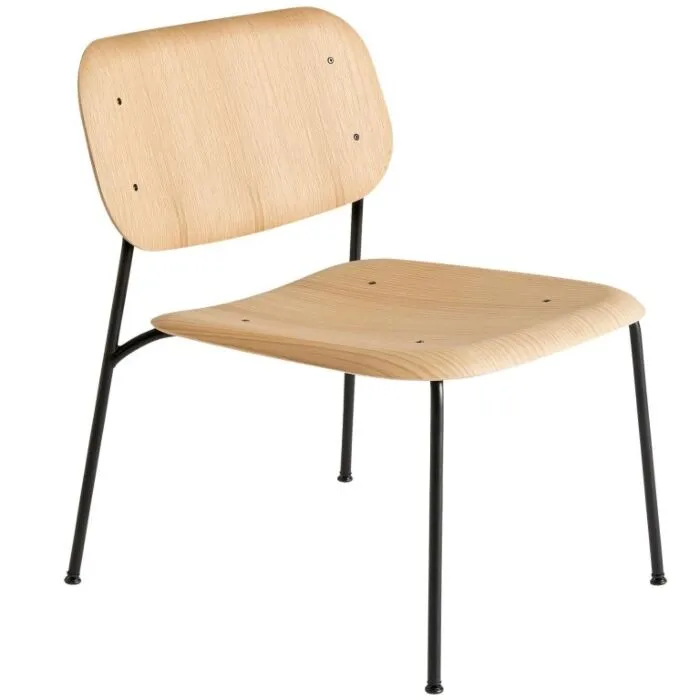 Koop Online HAY Soft Edge 100 zwart gepoedercoat frame lounge stoel-Eiken mat gelakt