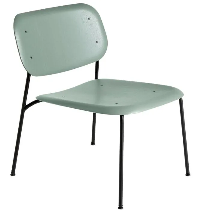 Rechtstreeks Van De Fabrikant HAY Soft Edge 100 zwart gepoedercoat frame lounge stoel-Dusty green