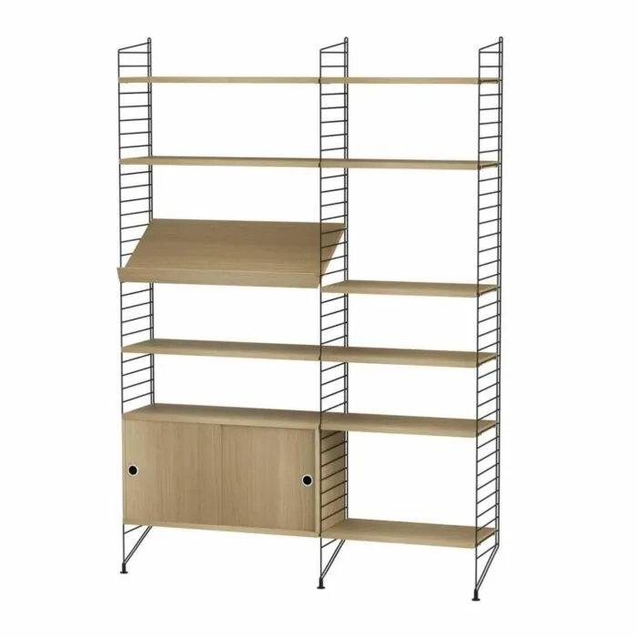 Nieuw String opbergkast combinatie 2-Zwart-Eiken