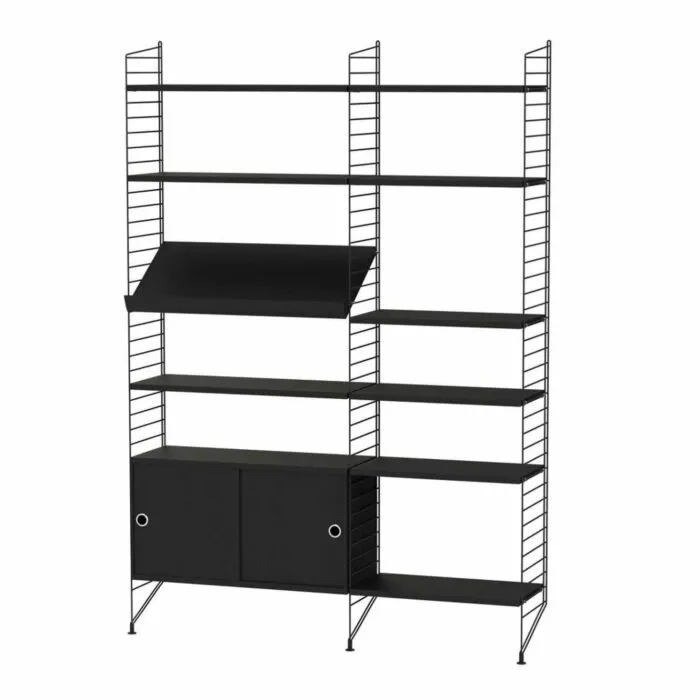 String opbergkast combinatie 2-Zwart-Zwart essen Tijdelijk Beschikbaar