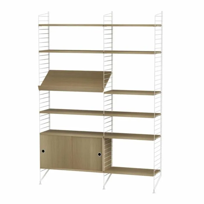 Weekendaanbieding String opbergkast combinatie 2-Wit-Eiken
