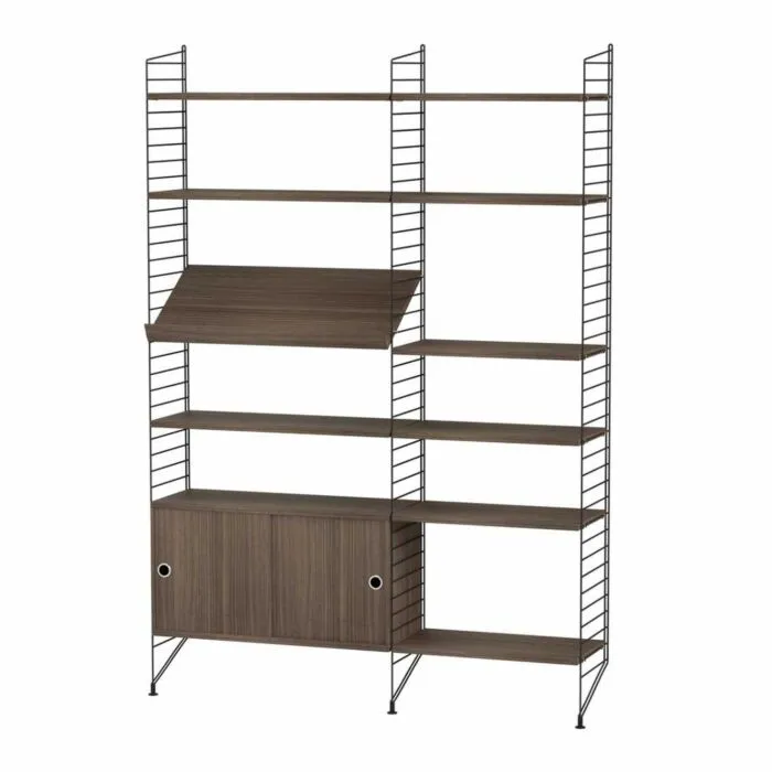 Weekendaanbieding String opbergkast combinatie 2-Zwart-Walnoot