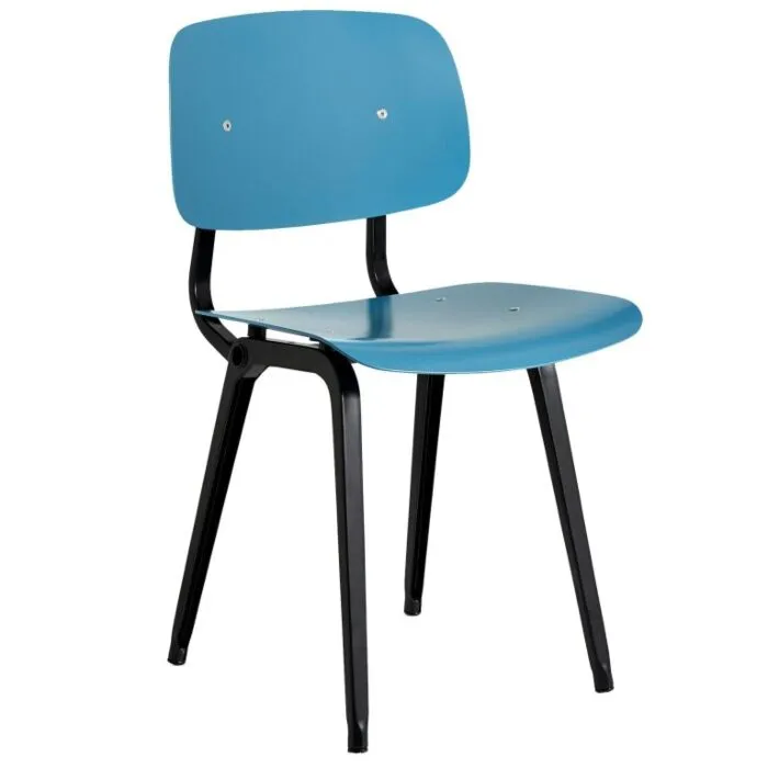 Express Levering HAY Revolt stoel gepoedercoat onderstel-Black - Azure Blue