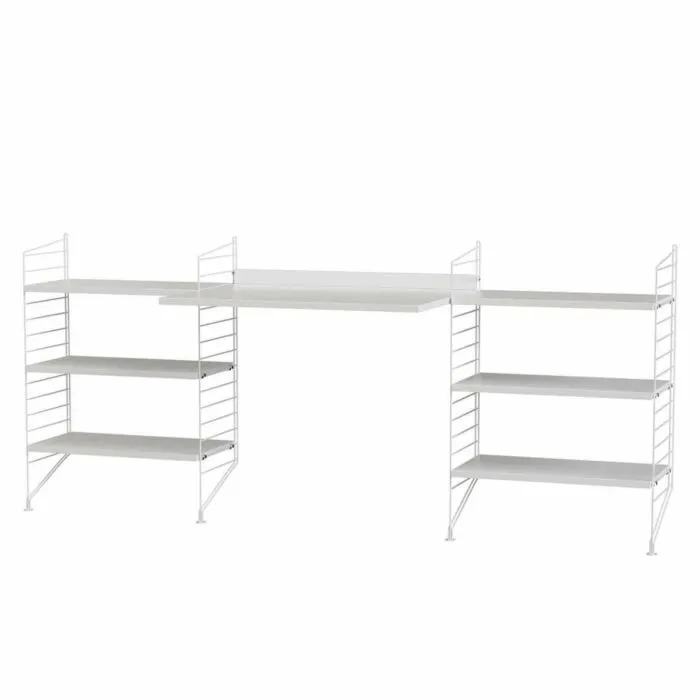 Express Levering String bureautafel met planken combinatie 3-Wit-Wit