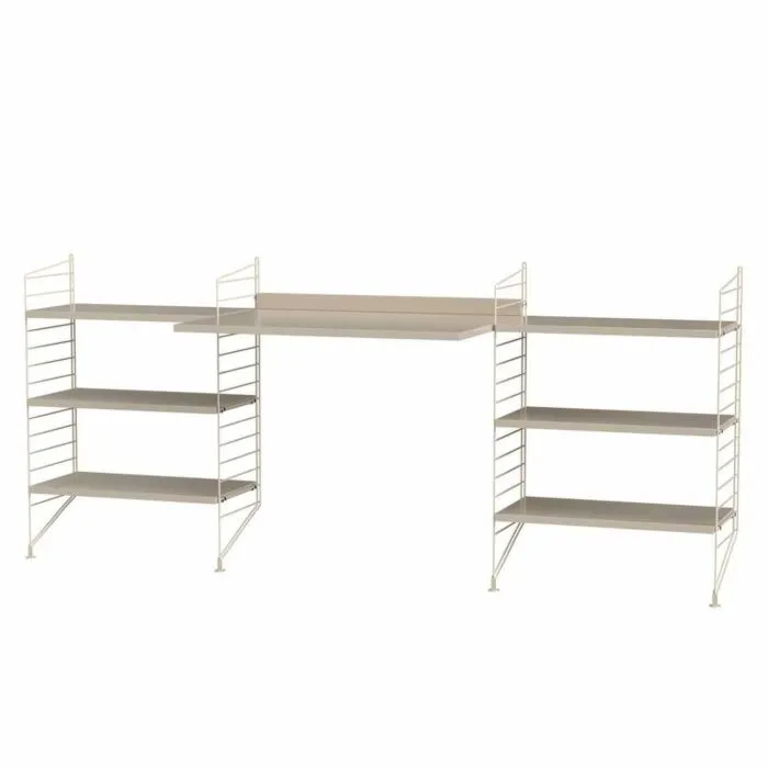 Speciale Aanbieding String bureautafel met planken combinatie 3-Beige-Beige