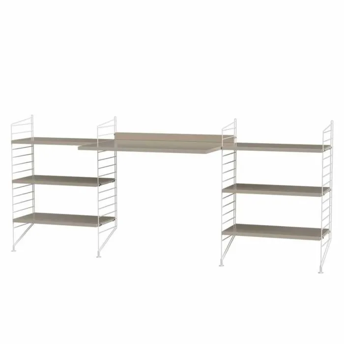 Fabrieksprijs String bureautafel met planken combinatie 3-Wit-Beige
