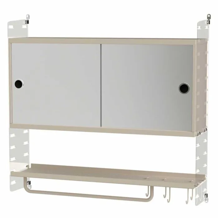 String wandkast met spiegel combinatie 1-Beige Weekendaanbieding