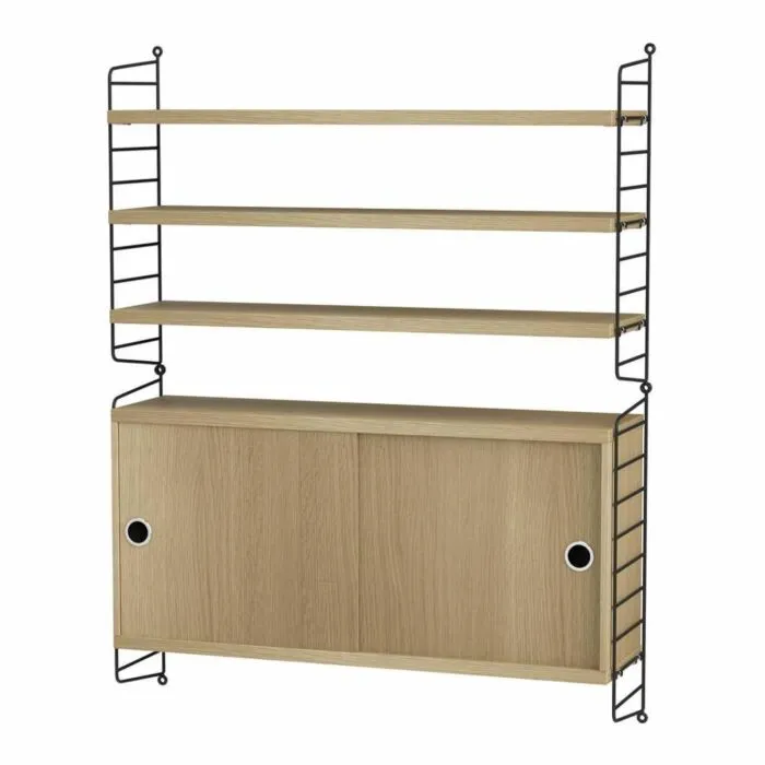 Finale Uitverkoop String opbergkast combinatie 3-Zwart-Eiken