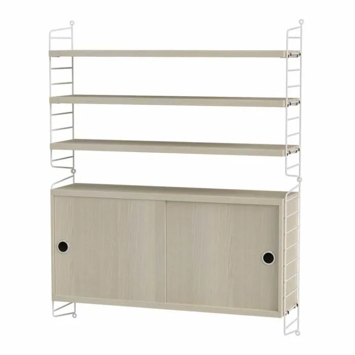Goedkoop String opbergkast combinatie 3-Wit-Essen