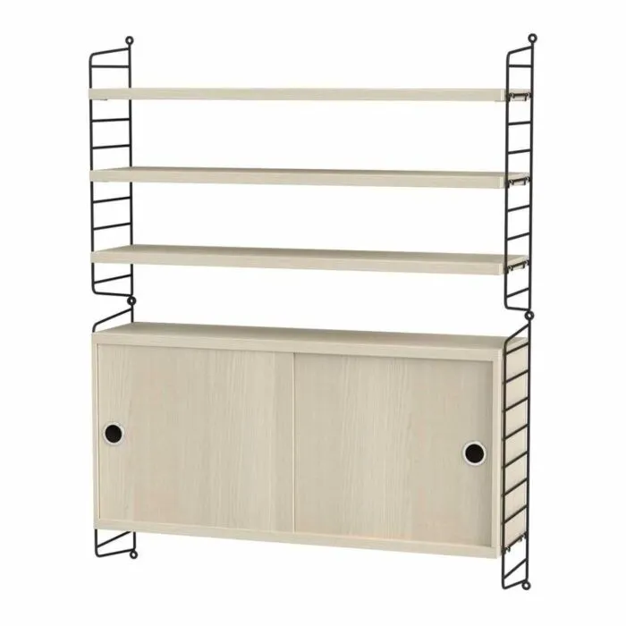Merkproduct String opbergkast combinatie 3-Zwart-Essen
