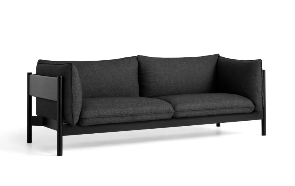 HAY Arbour 3-zits bank water-based onderstel-Black - Re-Wool 198 Lage Prijs