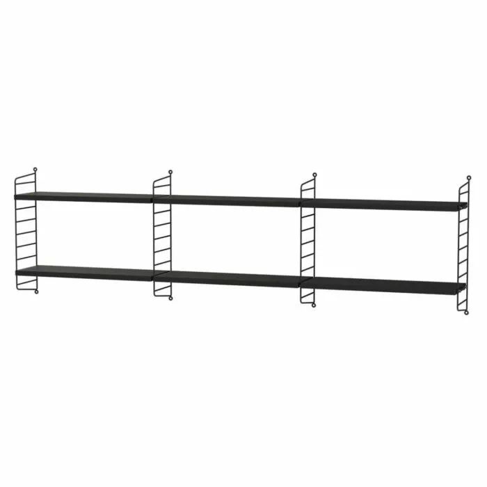 String dressoir hangend met planken 2-Zwart-Zwart essen Exclusieve Aanbieding