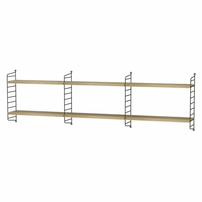 Koop Vandaag String dressoir hangend met planken 2-Zwart-Eiken