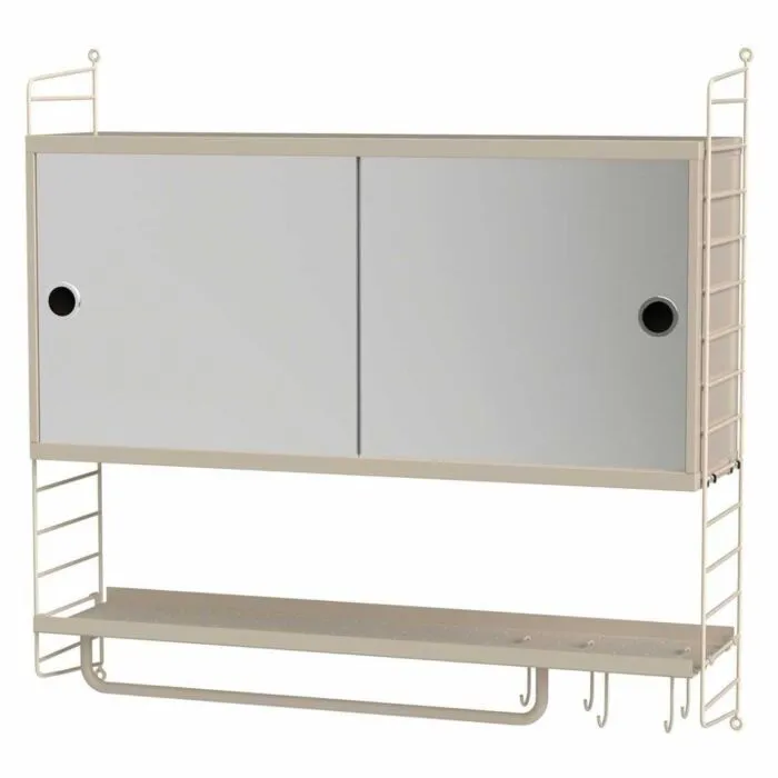 Uitverkoop String wandkast met spiegel combinatie 2-Beige