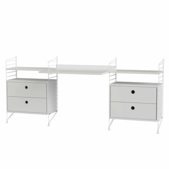 Gecertificeerd String bureautafel met planken combinatie 5-Wit-Wit