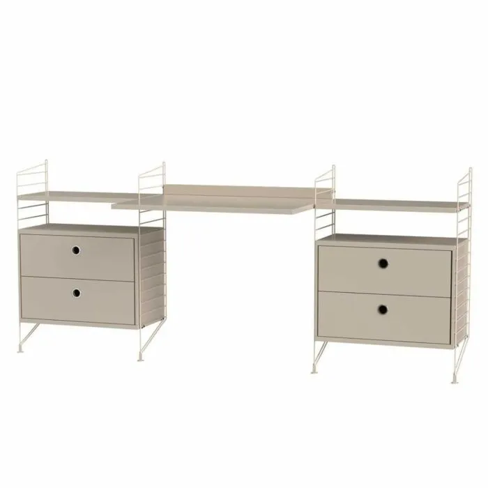 String bureautafel met planken combinatie 5-Beige-Beige Veilige Betaling