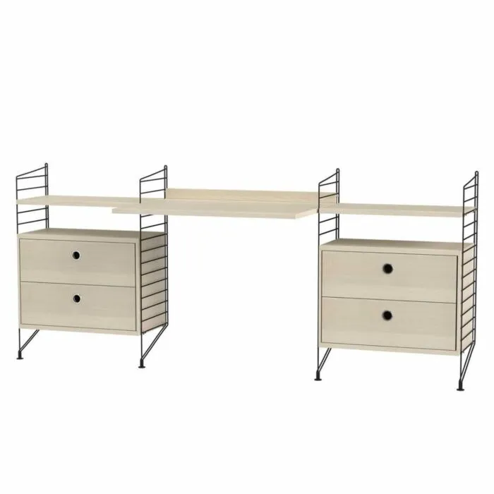 String bureautafel met planken combinatie 5-Zwart-Essen Veilige Betaling
