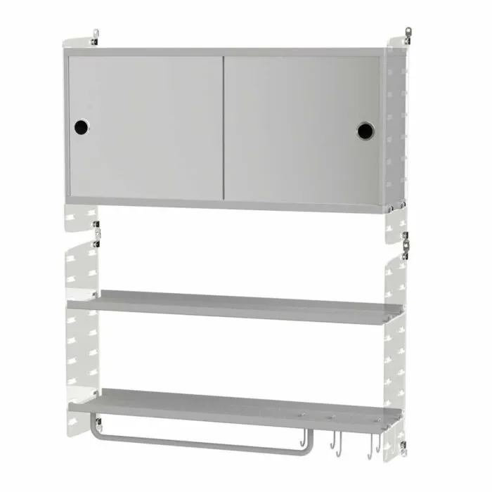 Gereduceerde Prijs String wandkast met spiegel combinatie 3-Grijs