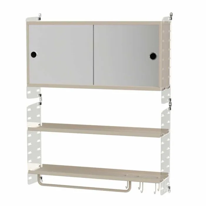 Beperkte Voorraad String wandkast met spiegel combinatie 3-Beige