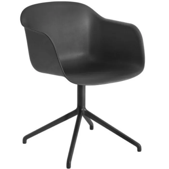 muuto Fiber Swivel niet draaibaar stoel-Black Speciale Aanbieding