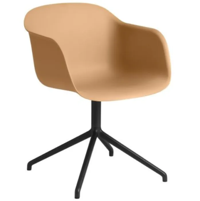 muuto Fiber Swivel niet draaibaar stoel-Ochre Weekendaanbieding
