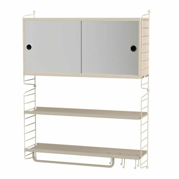 String wandkast met spiegel combinatie 4-Beige Snelle Levering
