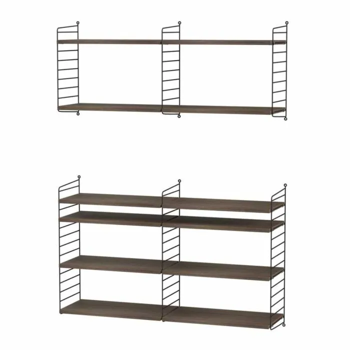 Lage Prijs String opbergkast combinatie 6-Zwart-Walnoot