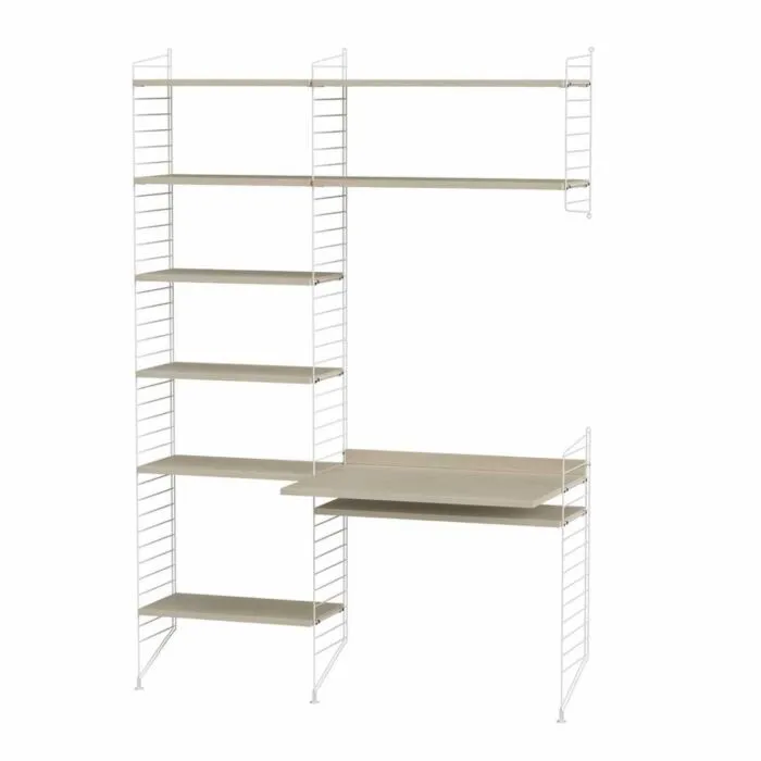 Direct Verzonden String bureautafel met planken combinatie 7-Wit-Essen