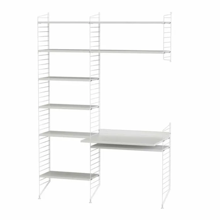 Lage Kosten String bureautafel met planken combinatie 7-Wit-Wit