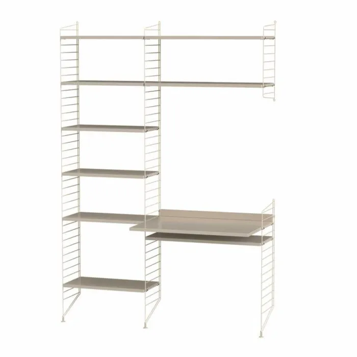 Express Levering String bureautafel met planken combinatie 7-Beige-Beige
