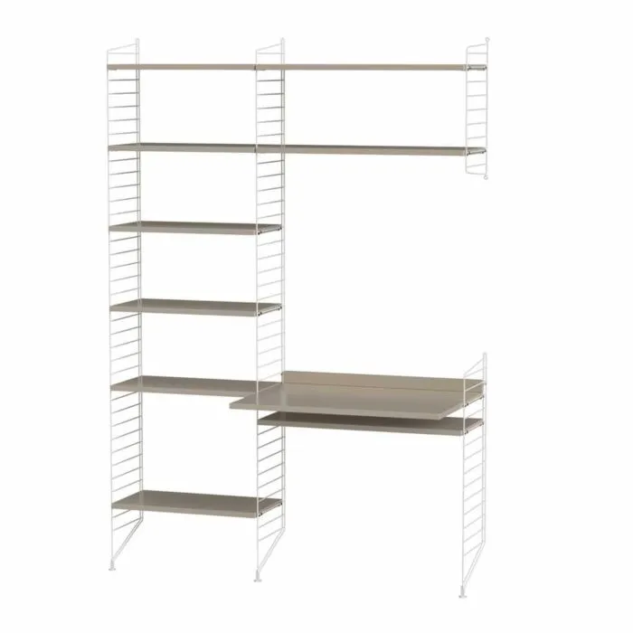 Actieprijs String bureautafel met planken combinatie 7-Wit-Beige
