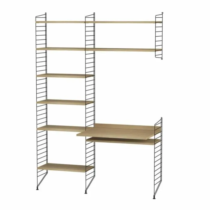String bureautafel met planken combinatie 7-Zwart-Eiken Laatste Kans