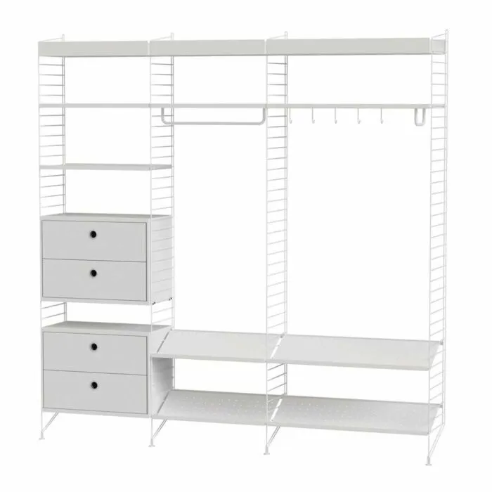 Superprijs String kapstok combinatie 6-Wit