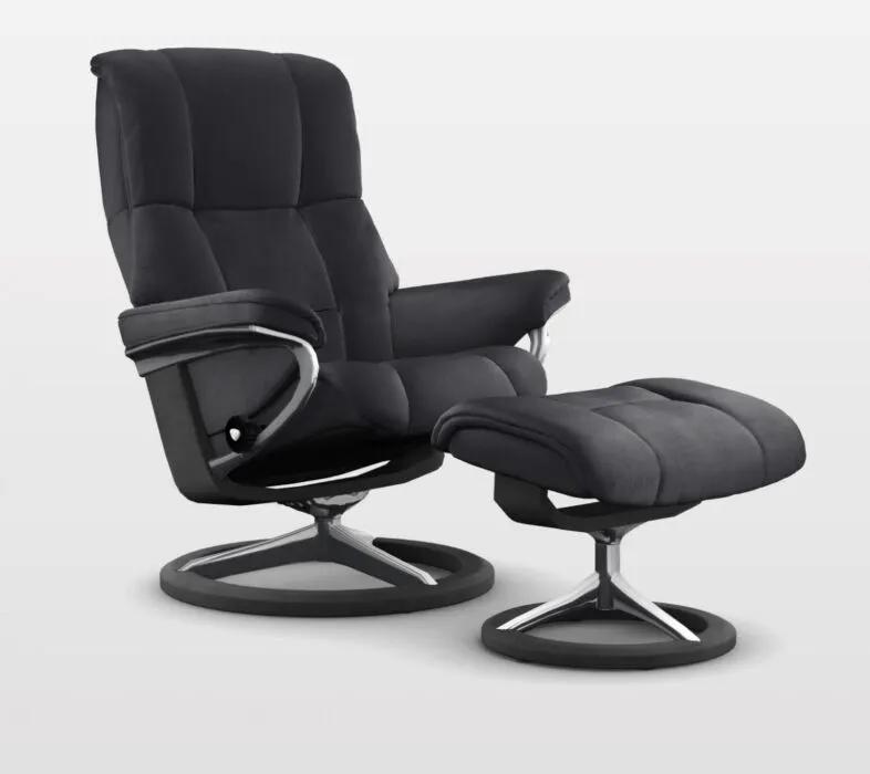 Stressless Mayfair M Signature relaxfauteuil met hocker-Batick Black-Zwart Must-Have